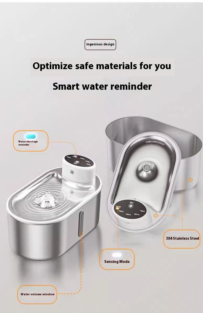 Pawdle SmartFlow — Motion-Sensing Stainless Steel Pet Water Fountain