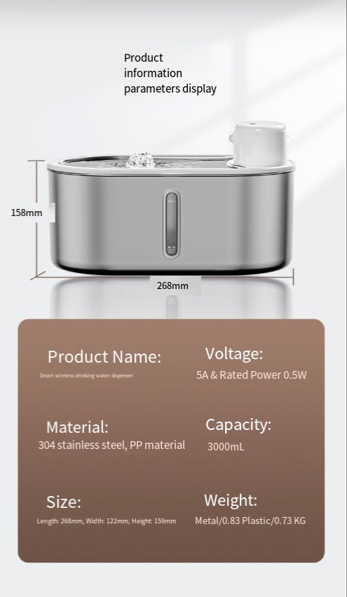 Pawdle SmartFlow — Motion-Sensing Stainless Steel Pet Water Fountain