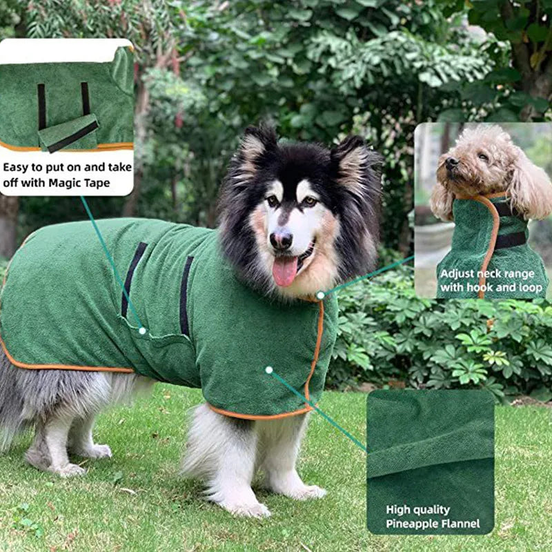 Pawdle Cozy Drying Robe — Fast-Dry Microfibre Pet Bathrobe