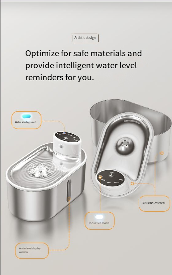 Pawdle SmartFlow — Motion-Sensing Stainless Steel Pet Water Fountain