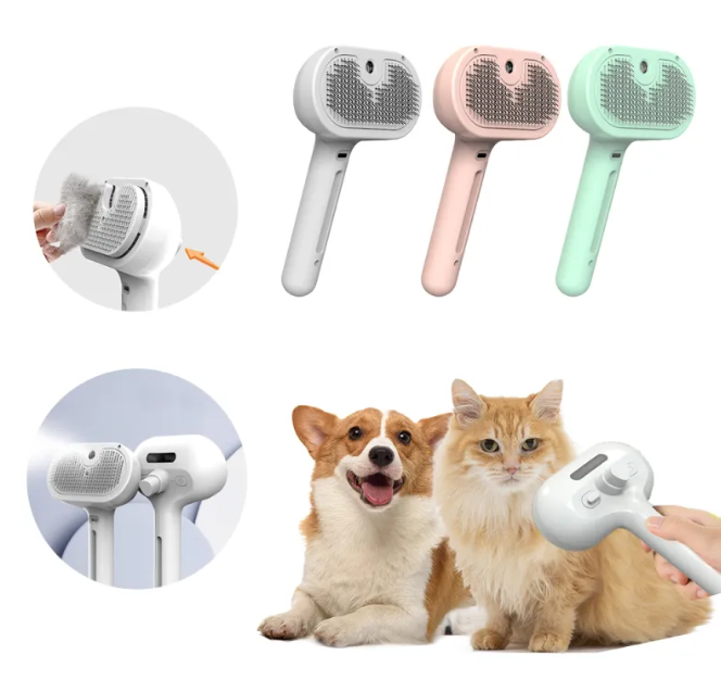 Pawdle ClickClean — Self-Cleaning Pet Grooming Comb with Mist